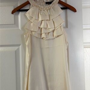 Marisa Christina Cream Ruffled Halter Blouse